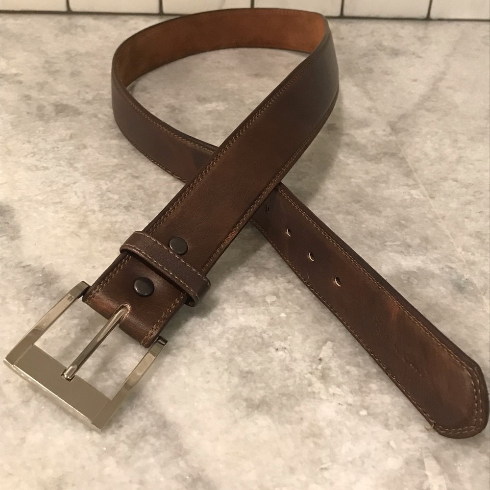 Du Cuir Belt Mens 38 Brown Leather Classic Business Formal Professional Festival